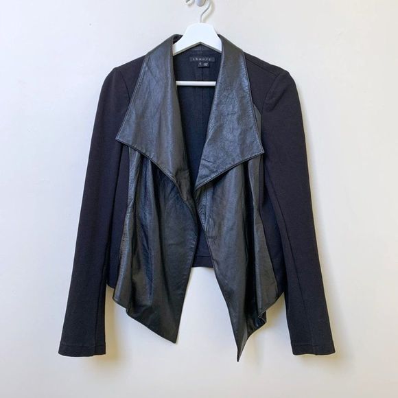 Theory Leather and Jersey Blazer - Picture 1 of 9